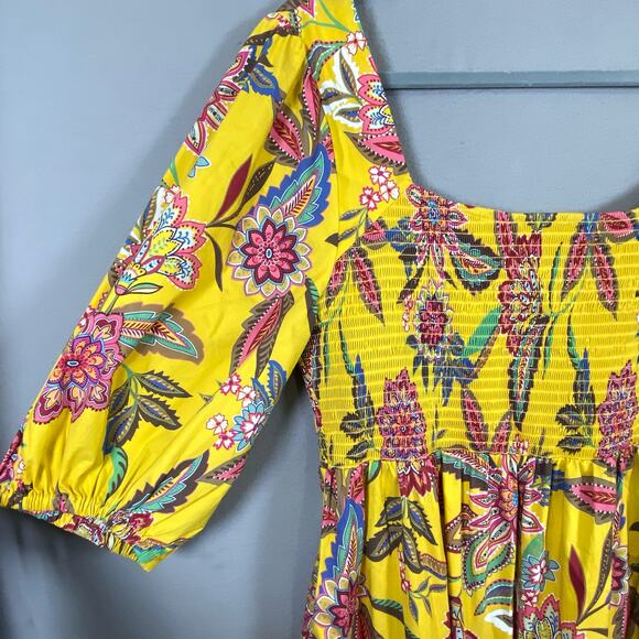 Johny Was Jade Mladen Midi Yellow Floral Sundress Medium - Picture 10 of 13